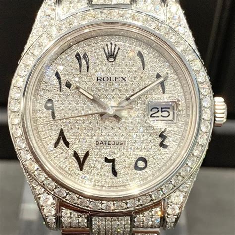 rolex datejust arabic dial iced out|rolex datejust arabic numerals.